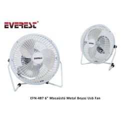 Everest 6` Masaüstü Metal Beyaz Usb Fan Efn-487