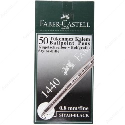 Faber-Castell 1440 Tükenmez Kalem 0.8 mm Çelik Uçlu Siyah 50 li Paket