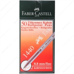 Faber-Castell 1440 Tükenmez Kalem 0.8 mm Çelik Uçlu Kırmızı 50 li Paket
